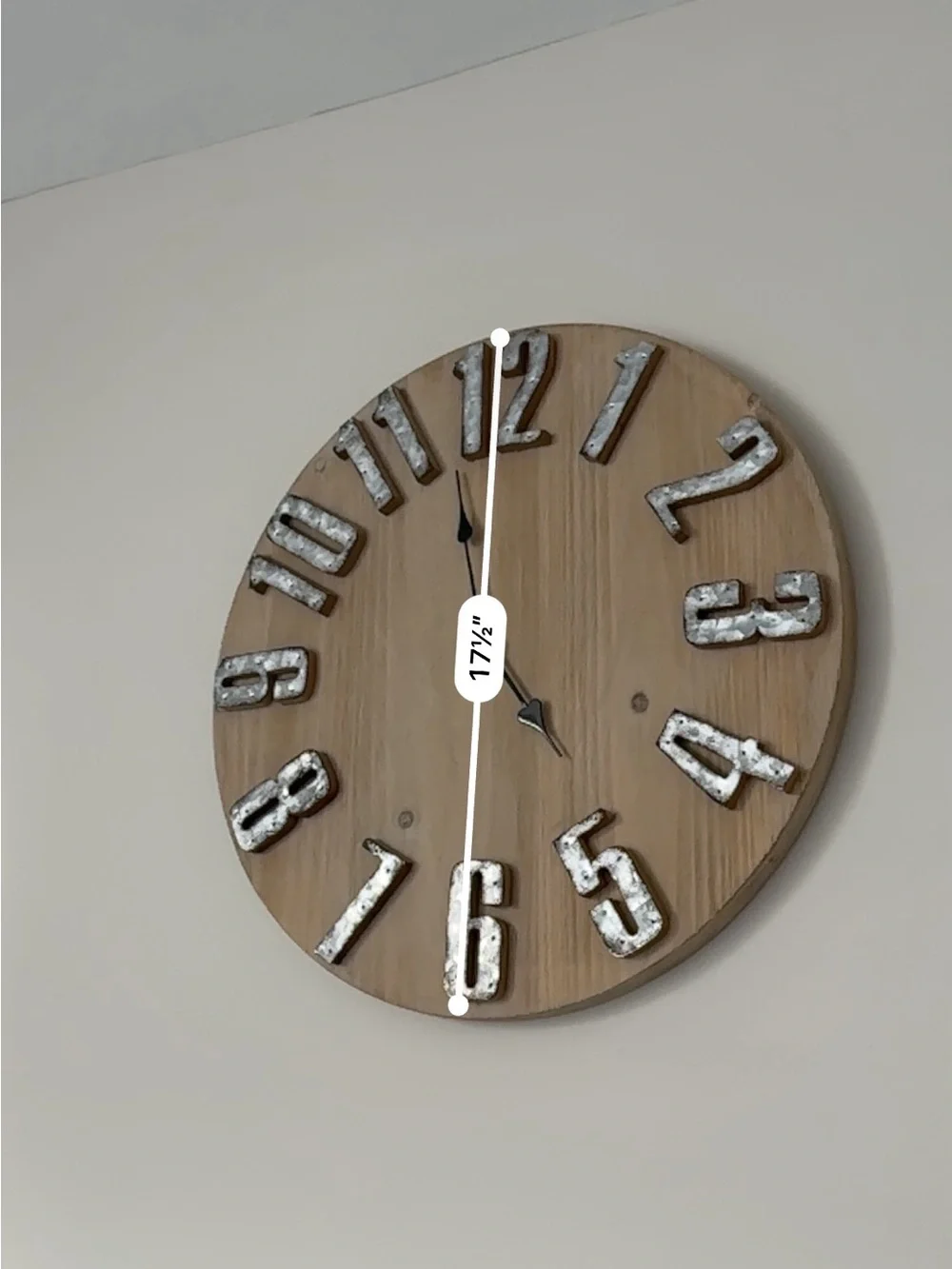 Natural Wood Round Wall Clock with Silver Numbers